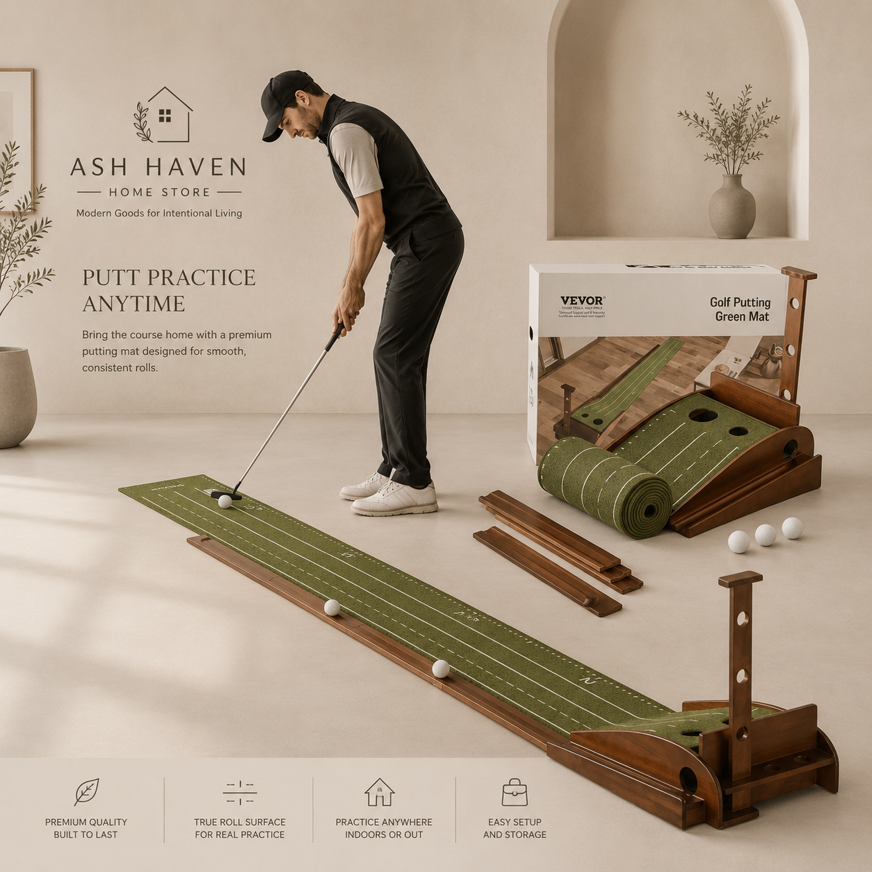 2-Hole Indoor Golf Putting Mat