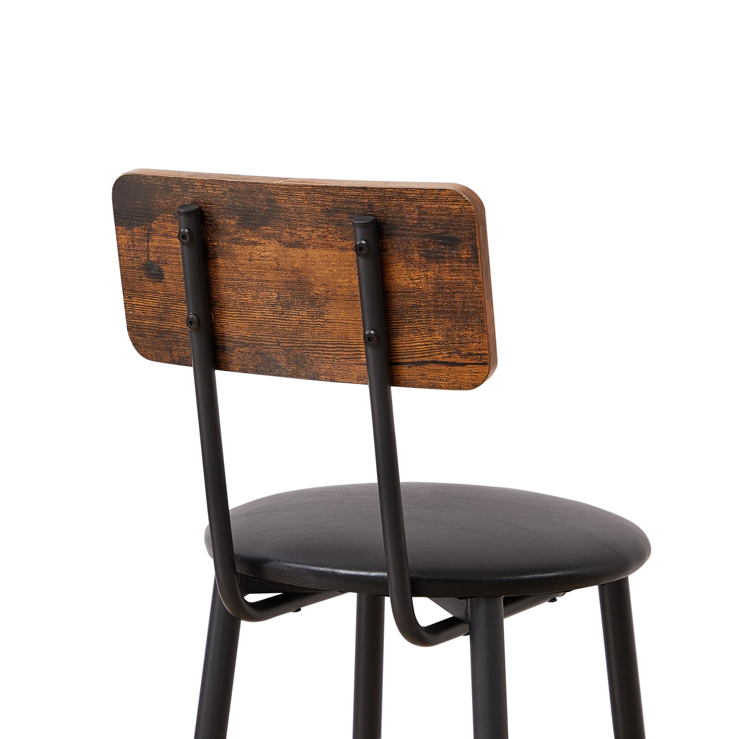 Rustic Bar Table Set with 2 Stools-Wooden Backrest
