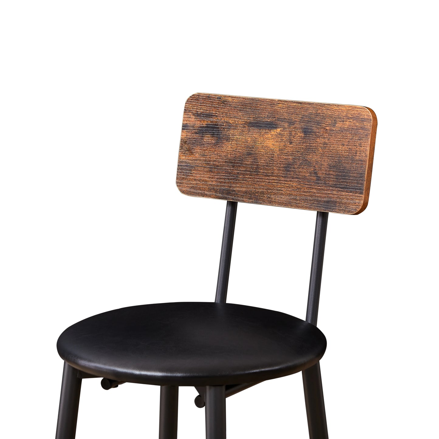Rustic Bar Table Set with 2 Stools-Wooden Backrest