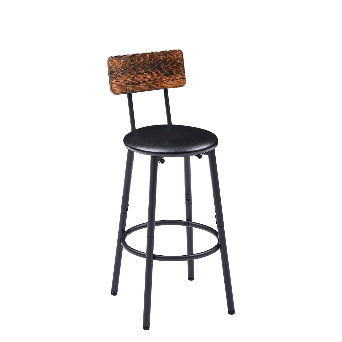 Rustic Bar Table Set with 2 Stools-Wooden Backrest