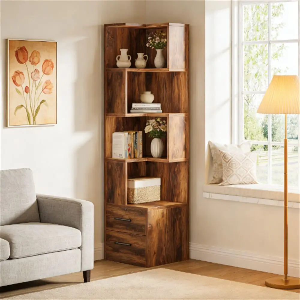 Angular L-Shaped Bookshelf