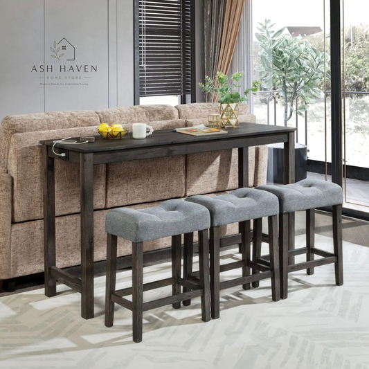 4-Piece Bar Table Set with Power Outlet