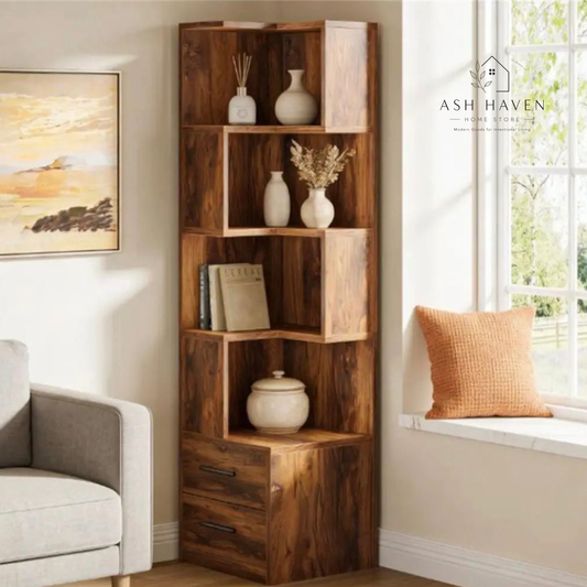 Angular L-Shaped Bookshelf